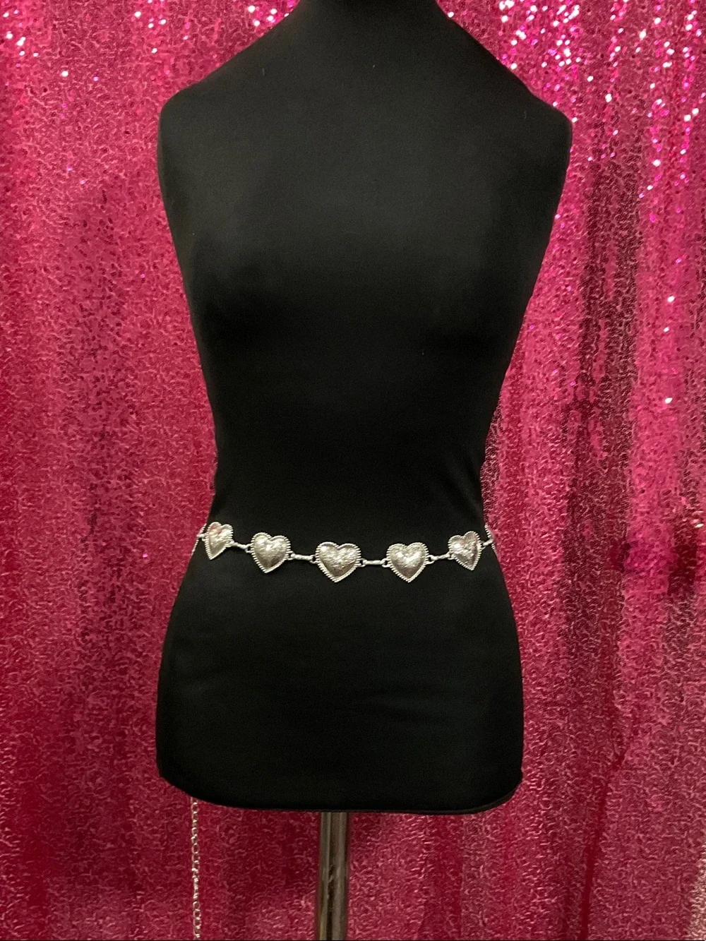 Silver Heart Link Waist Chain Belt - Women Accessories